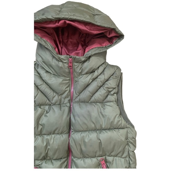 ZARA Hooded Puffer Vest/Jacket With Zipper Pockets Olive Green Boys 11-12Y - Picture 4 of 14